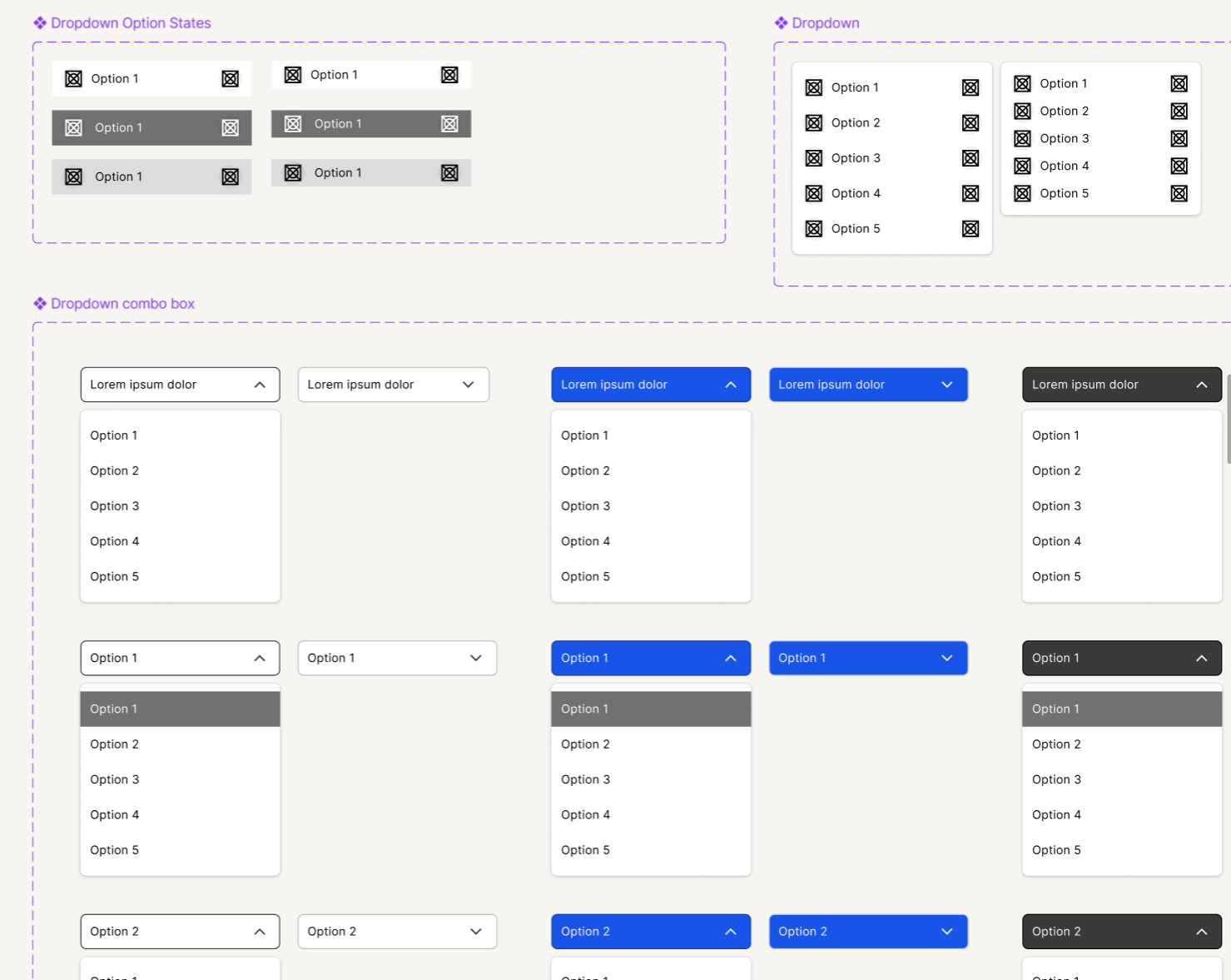 Screenshot of input field components in Figma