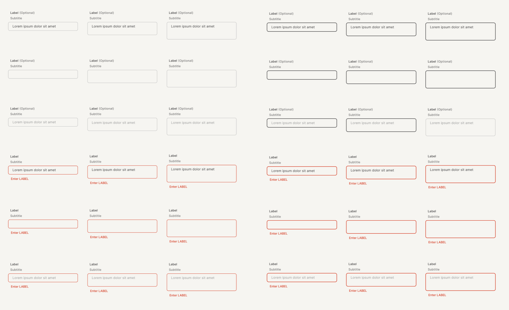 Screenshot of input field components in Figma